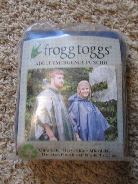 NEW Frogg Toggs Emergency Poncho Ultra Lite One Size Fits All Raincoat